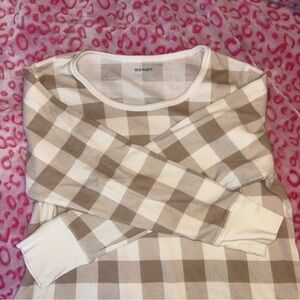 Old Navy Beige Buffalo Check PJ Thermal